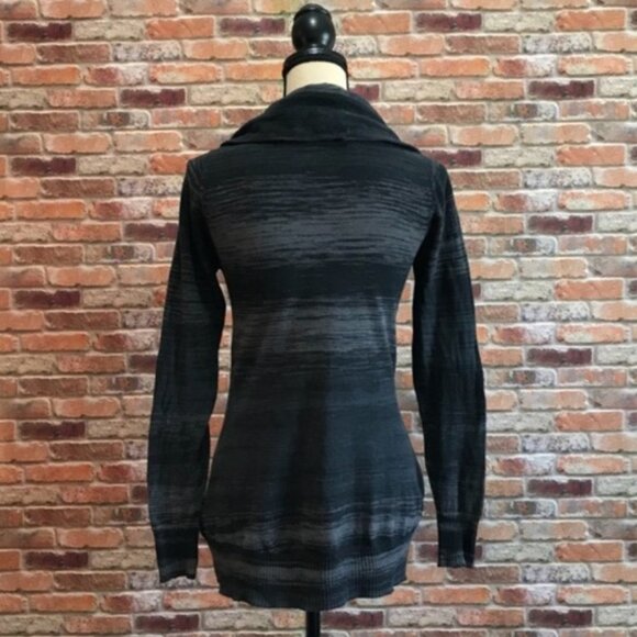 ATHLETA | gray space dye Ashland cowl neck ribbed hi low long sleeve sweater L - Picture 4 of 16